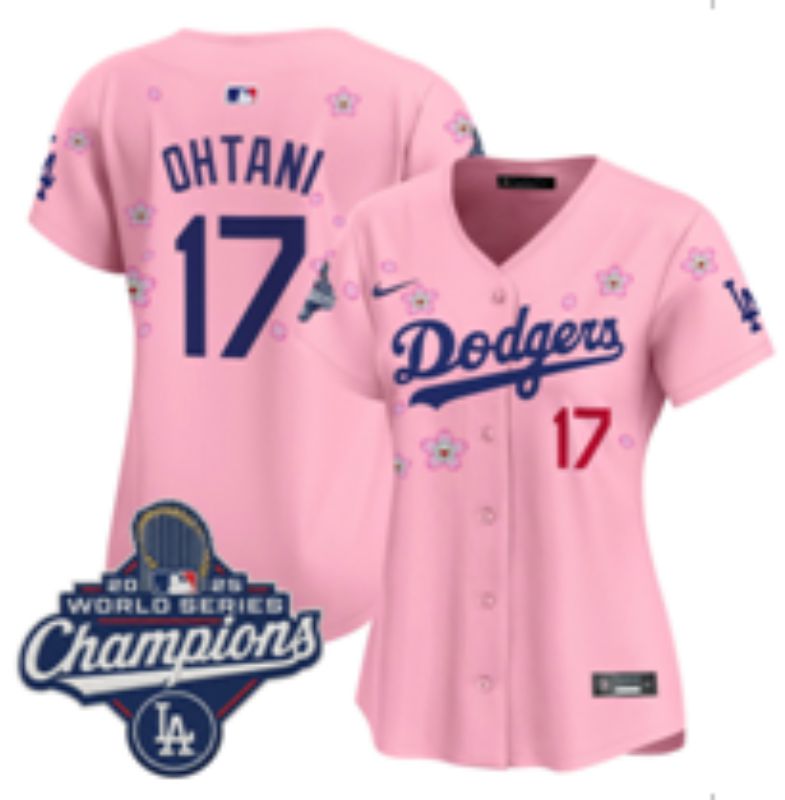 Women Nike 2026 Los Angeles Dodgers #17 Ohtani Pink Sakura Edition Game MLB Jersey 01